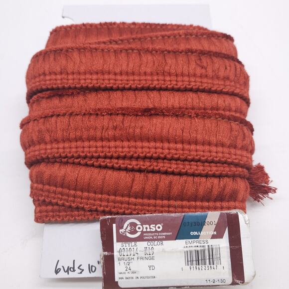 Vtg Conso Brush Fringe Trim 1.5" Empress Rust Sewing Drapery Upholstery 6yds - Picture 5 of 5